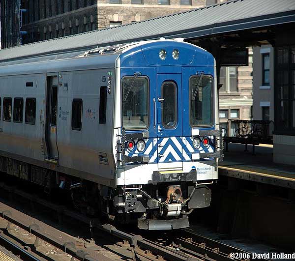 Metro-North train departing the Harlem-125th Street station.